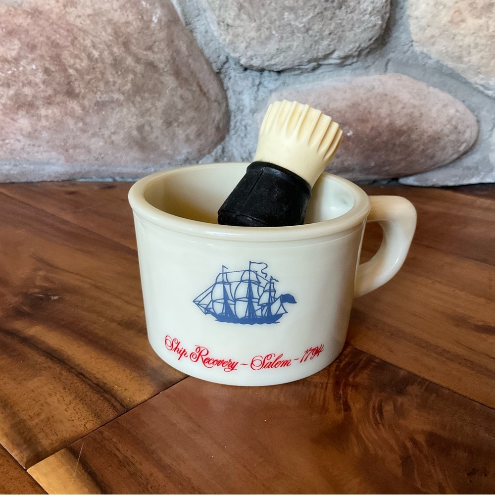 Vintage Old Spice Shulton Ship Shaving Mug and Brush 1970's